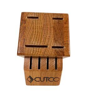 CUTCO Butcher Block Knife Block 4+4 Solid Oak Wood 8 Slot Holes Made In USA